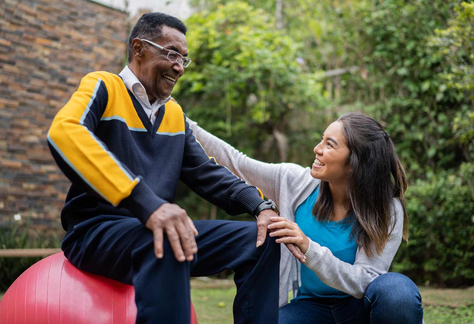 Man practicing balancing at home